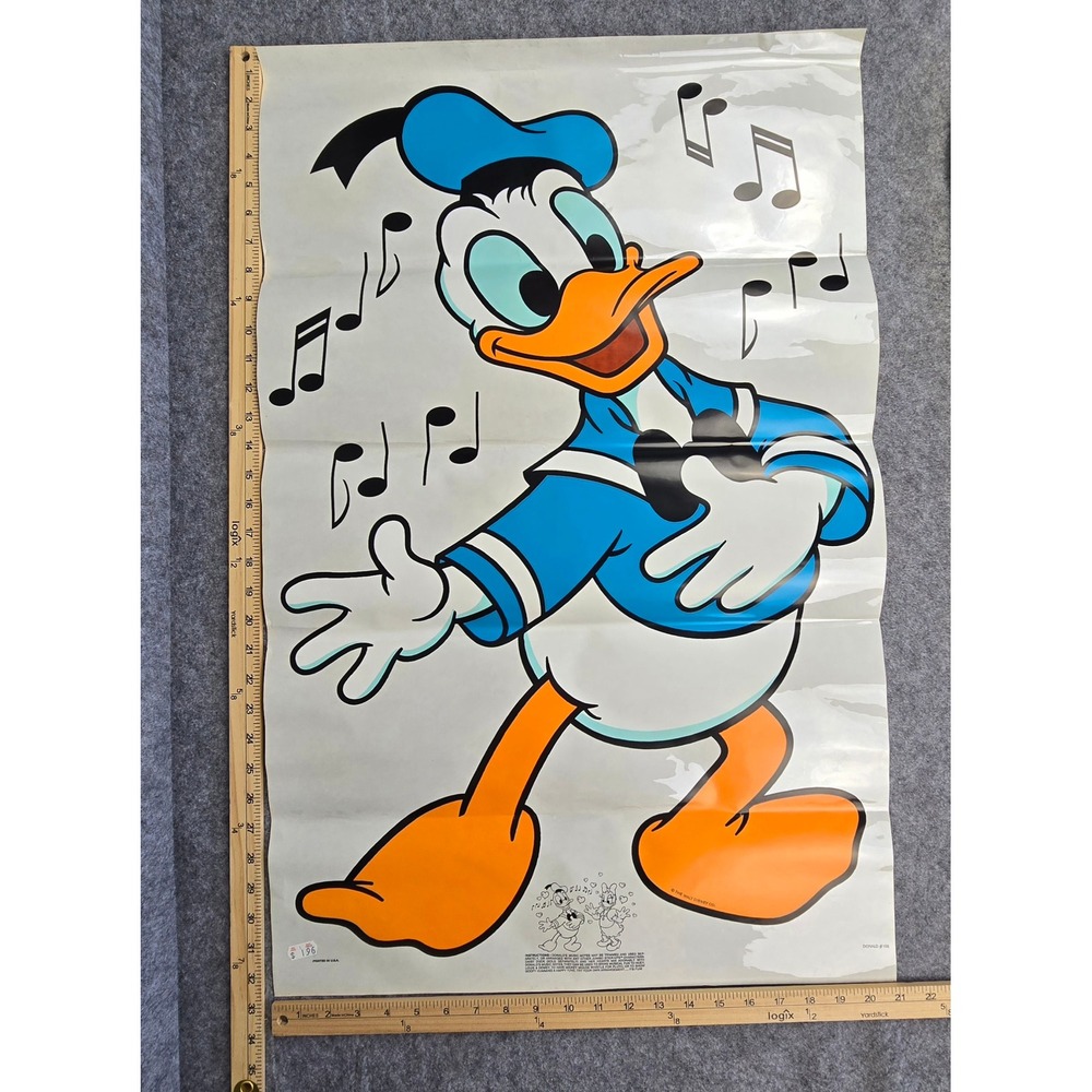 Disney Donald Duck Jumbo Stick-Up Vintage Wall Decal Blue Orange 32x21 Retro Art